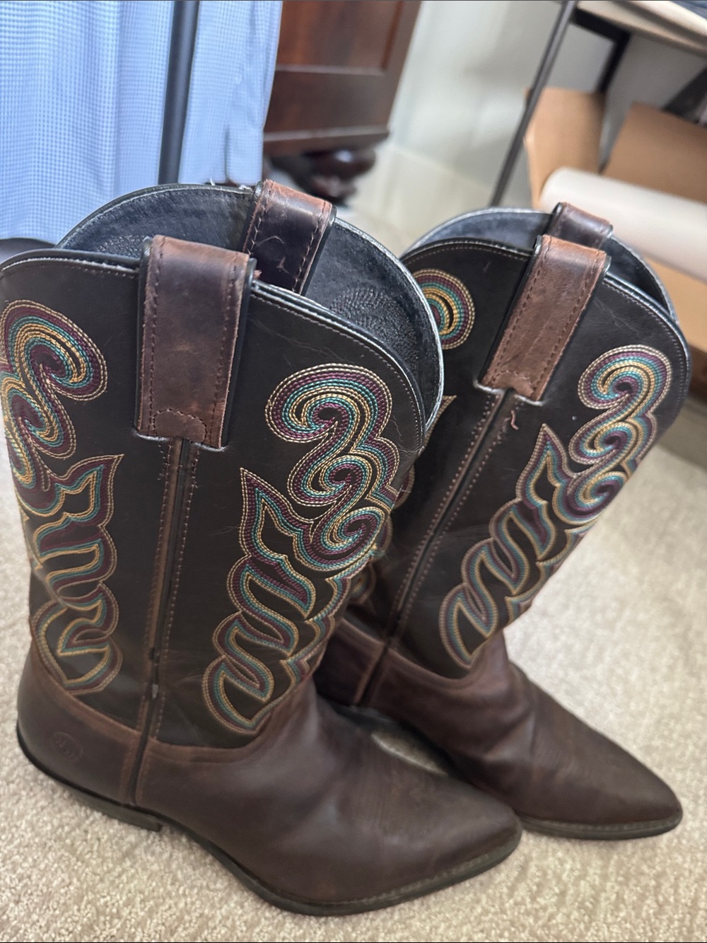 Double H 5211 Brown Western flame Cowboy Boots Womens 10M Coastal Cowgirl Rodeo - Picture 3 of 11